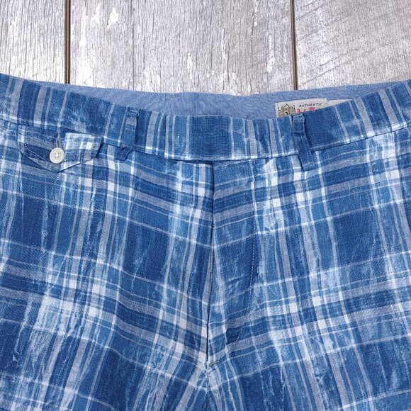 Polo Ralph Lauren Mens Indian Madras Linen Shorts Size 30 Blue Plaid Bermuda - Picture 4 of 8